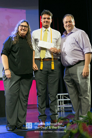 DJ D'Angelo holds the Florida Association of the Deaf Scholarship at the 2018 FSDB Senior Awards.
