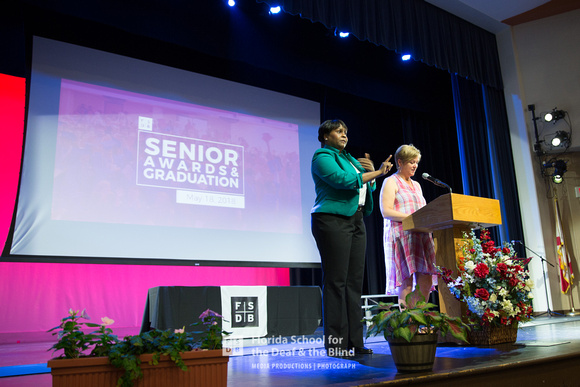 The first presenter on stage during the 2018 FSDB Senior Awards.