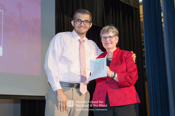Anthony Hoyt receives the Father Rene Franciscan Opportunity Fund at the 2018 FSDB Senior Awards.