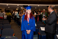 Shavannah Davis (Blind) smiling as she walks dow the aisle during the 104th Commencement for the Graduating Classes of 2018